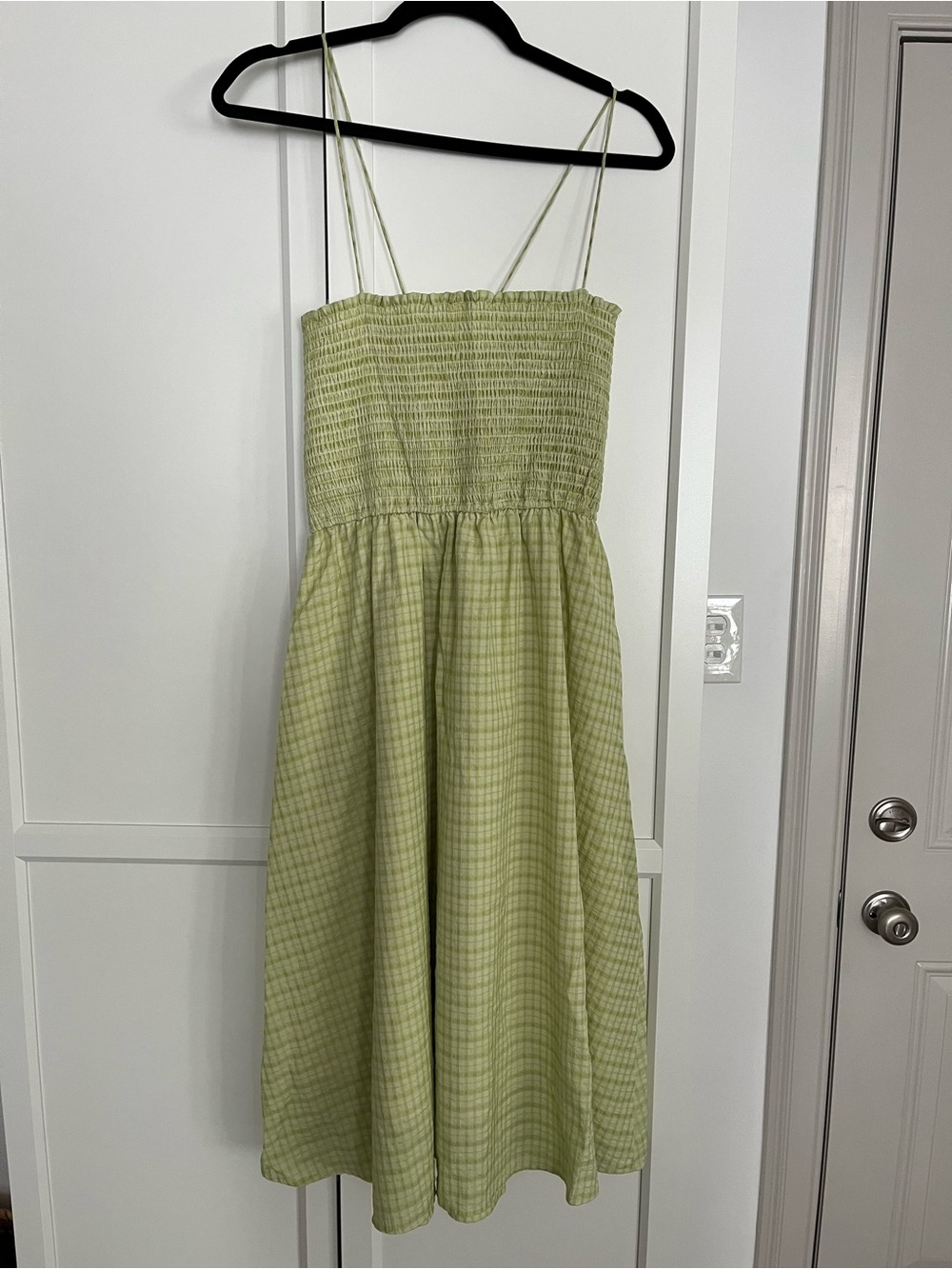 Kourt Smocked Green Gingham Dress